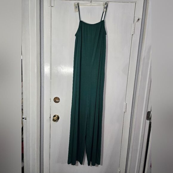 Green  Loose Wide Leg Spaghetti Strap Long Romper Jumpsuit Size XL - Picture 8 of 11